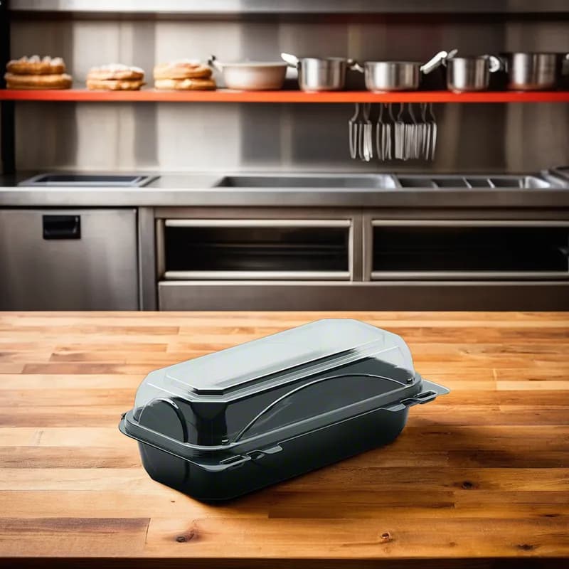 Bakery Hinged Container 5X9 IN Black 250/Case