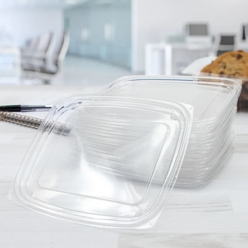 Dart® ClearPac® Lid Flat 7.5X6.5X0.3 IN 1 Compartment OPS Clear For 32 OZ Container Unhinged 63 Count/Pack 8 Packs/Case