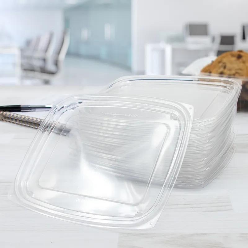 Dart® ClearPac® Lid Flat 7.5X6.5X0.3 IN 1 Compartment OPS Clear For 32 OZ Container Unhinged 63 Count/Pack 8 Packs/Case