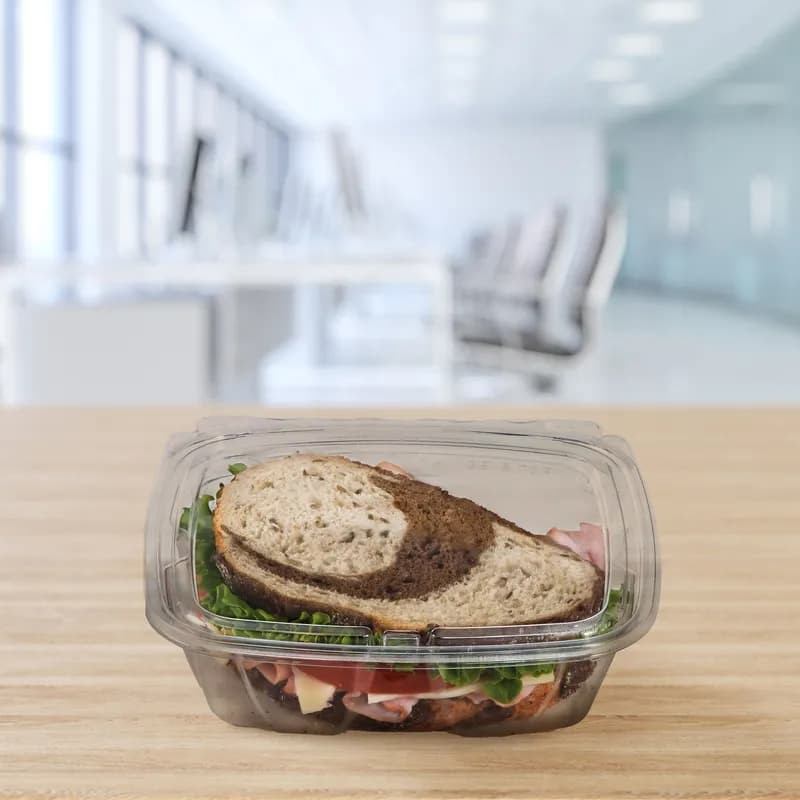 Dart® ClearPac® SafeSeal™ Deli Container Hinged With Flat Lid 24 OZ RPET Clear 100 Count/Pack 2 Packs/Case