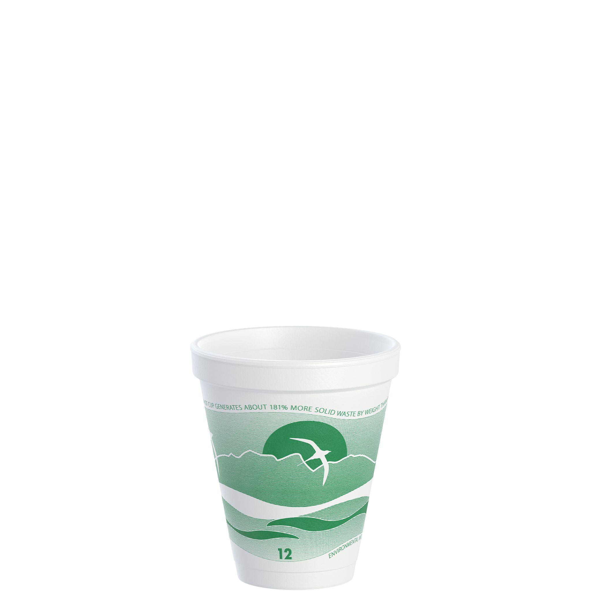 Dart® J Cup® Cup Insulated 12 OZ EPS Green White Horizon® 25 Count/Pack 40 Packs/Case 1000 Count/Case