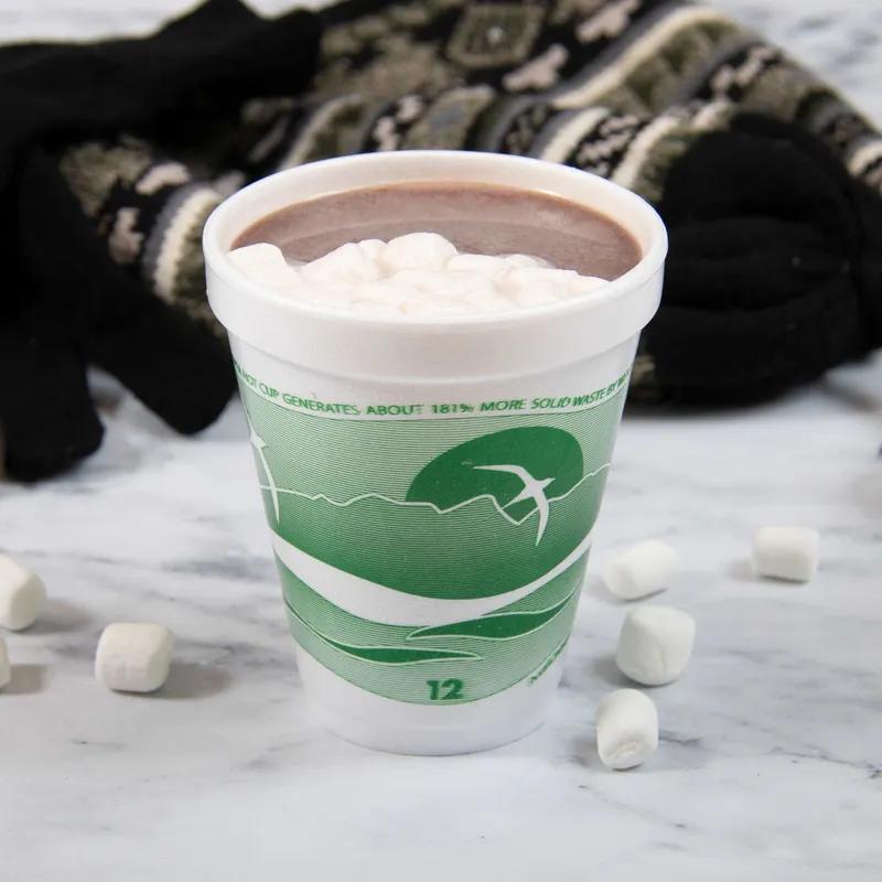 Dart® J Cup® Cup Insulated 12 OZ EPS Green White Horizon® 25 Count/Pack 40 Packs/Case 1000 Count/Case