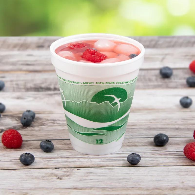 Dart® J Cup® Cup Insulated 12 OZ EPS Green White Horizon® 25 Count/Pack 40 Packs/Case 1000 Count/Case