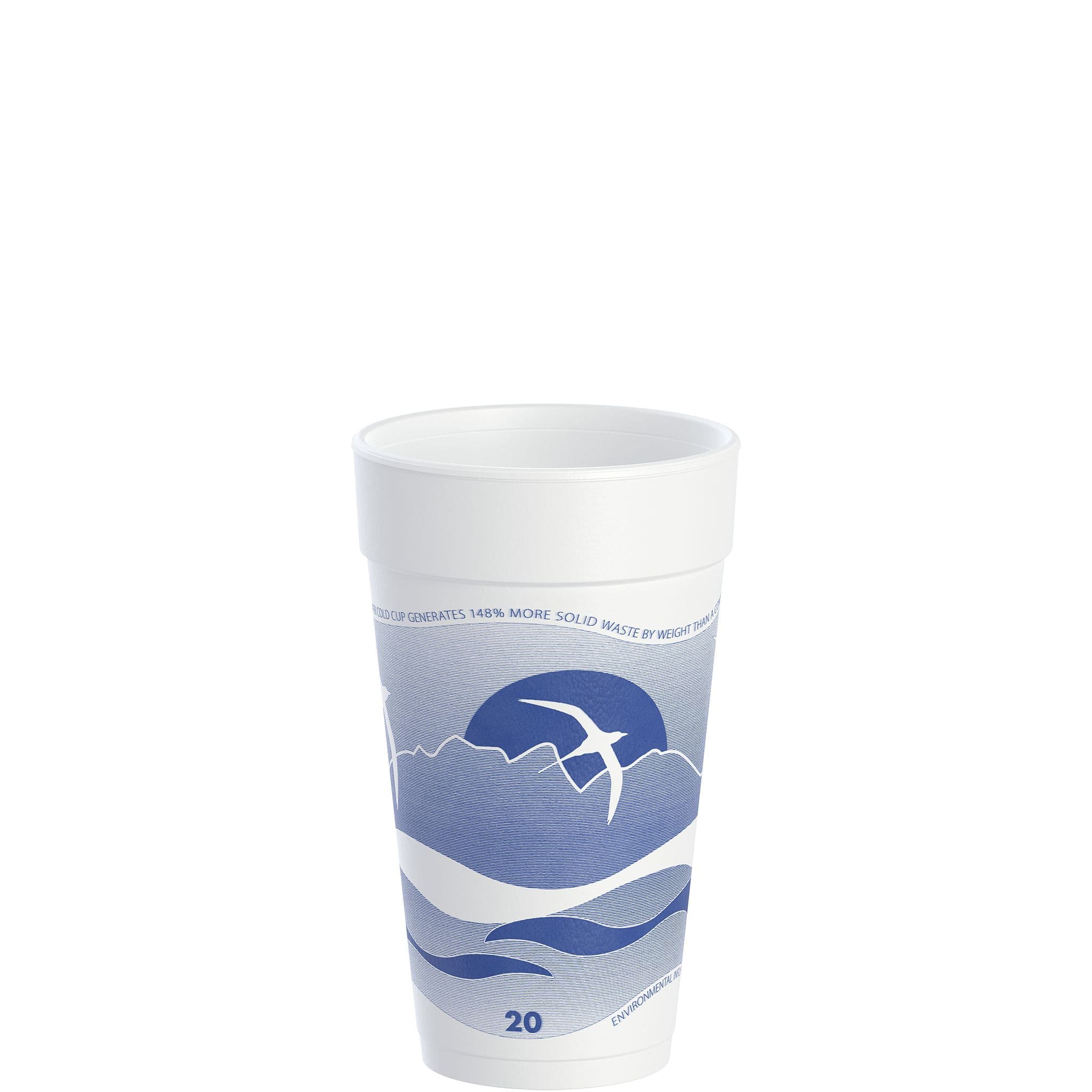 Dart® J Cup® Cup Insulated 20 OZ EPS Blue White Horizon® 25 Count/Pack 20 Packs/Case 500 Count/Case