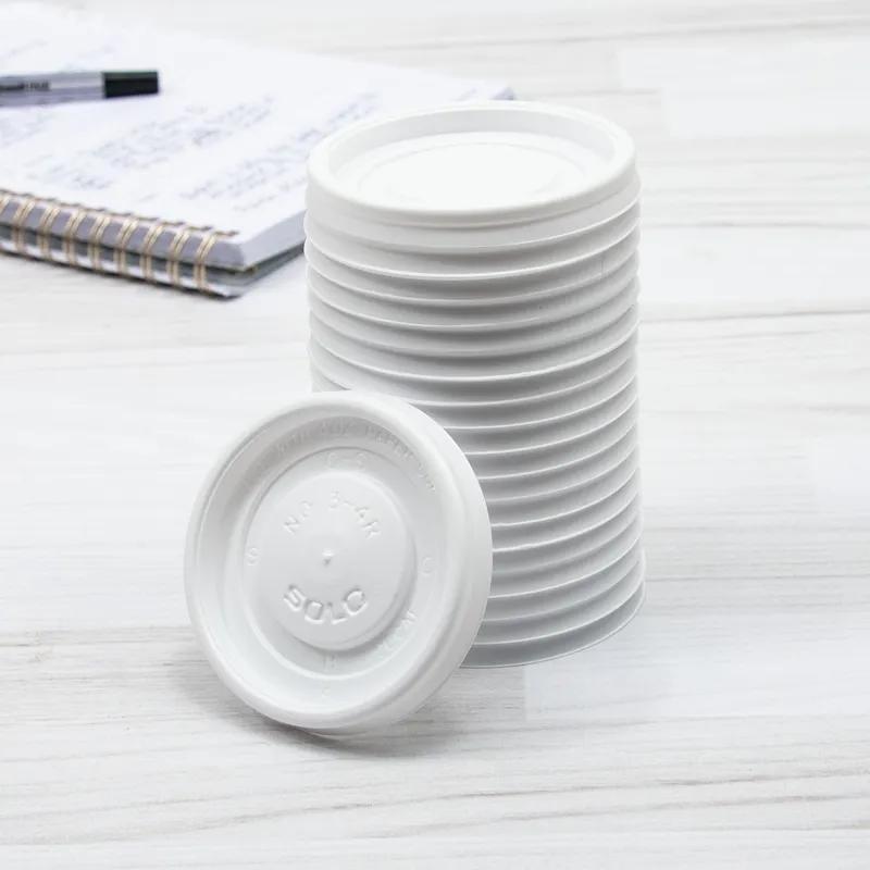 Solo® Lid Flat 2.53X0.312 IN PS White For 4 OZ Hot Cup No Hole Vented 100 Count/Pack 10 Packs/Case 1000 Count/Case