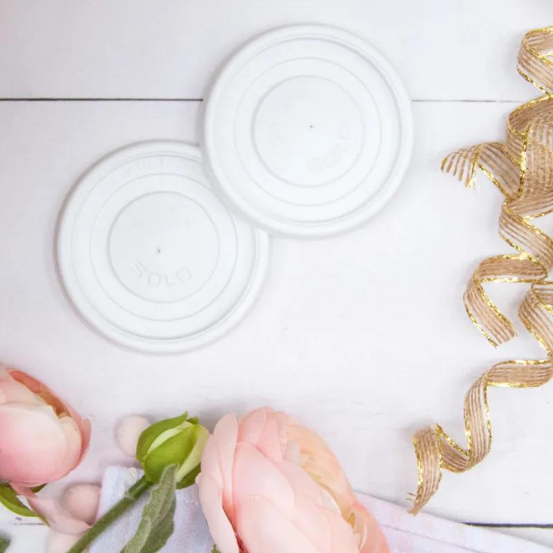 Solo® Lid Flat 2.53X0.312 IN PS White For 4 OZ Hot Cup No Hole Vented 100 Count/Pack 10 Packs/Case 1000 Count/Case