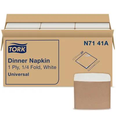 Tork Dinner Napkins Universal 17X16.875 IN 8.5X8.5 IN White Paper 1PLY 1/4 Fold Refill 4000/Case