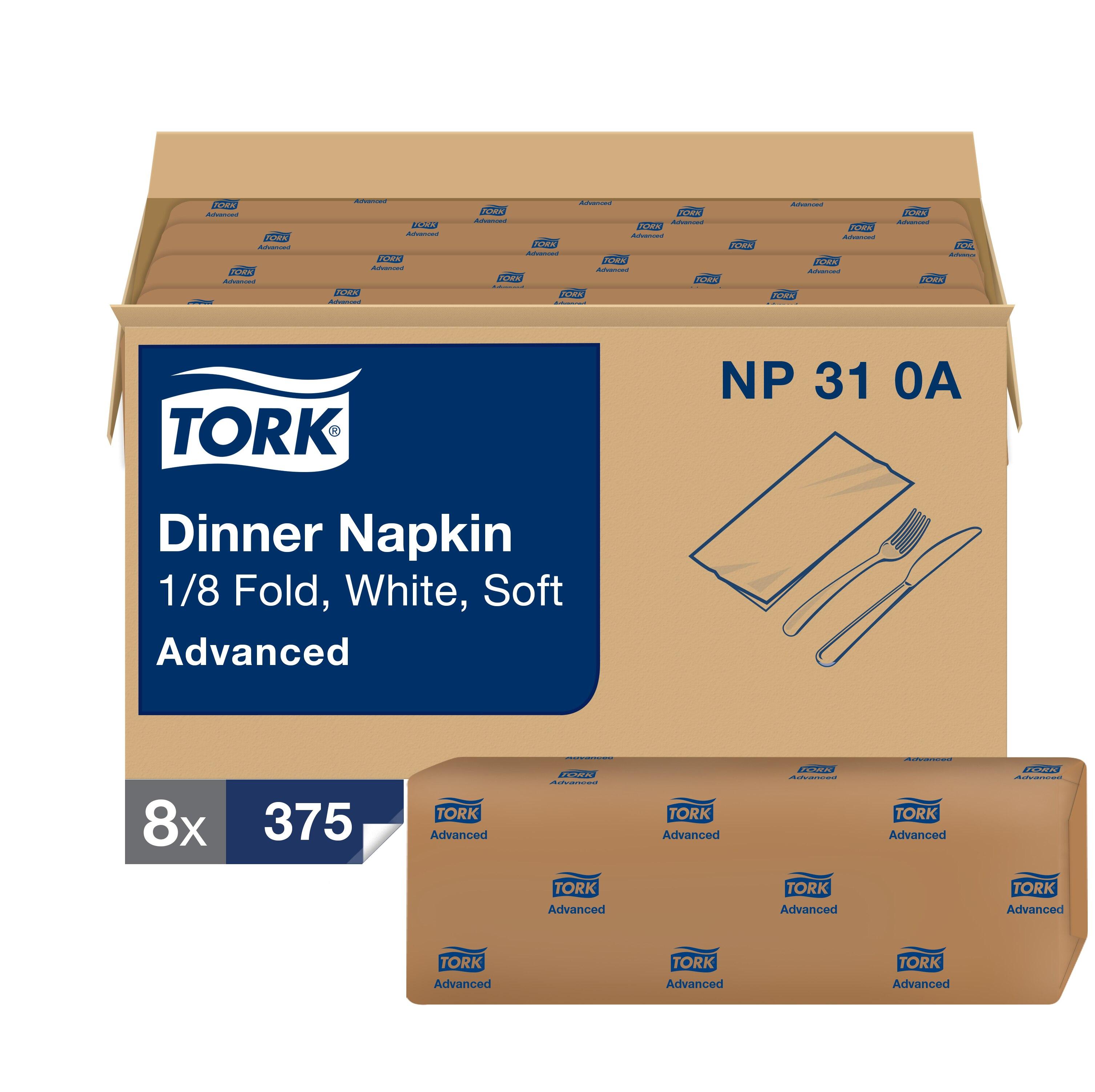 Dinner Napkins 15X16.25 IN 3.75X8.125 IN White Paper 2PLY 1/8 Fold Refill Embossed 375 Count/Pack 8 Packs/Case