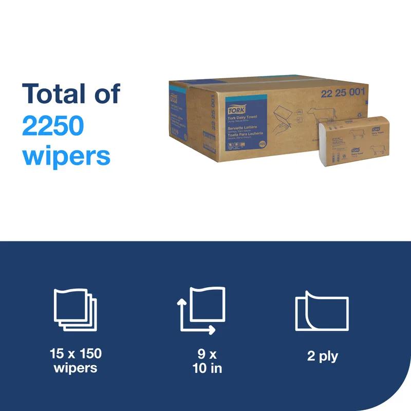 Tork Dairy Cow Udder Wipe  10X9 IN Folded: 5X9 IN Natural White Single Fold Refill Universal 150 Count/Pack