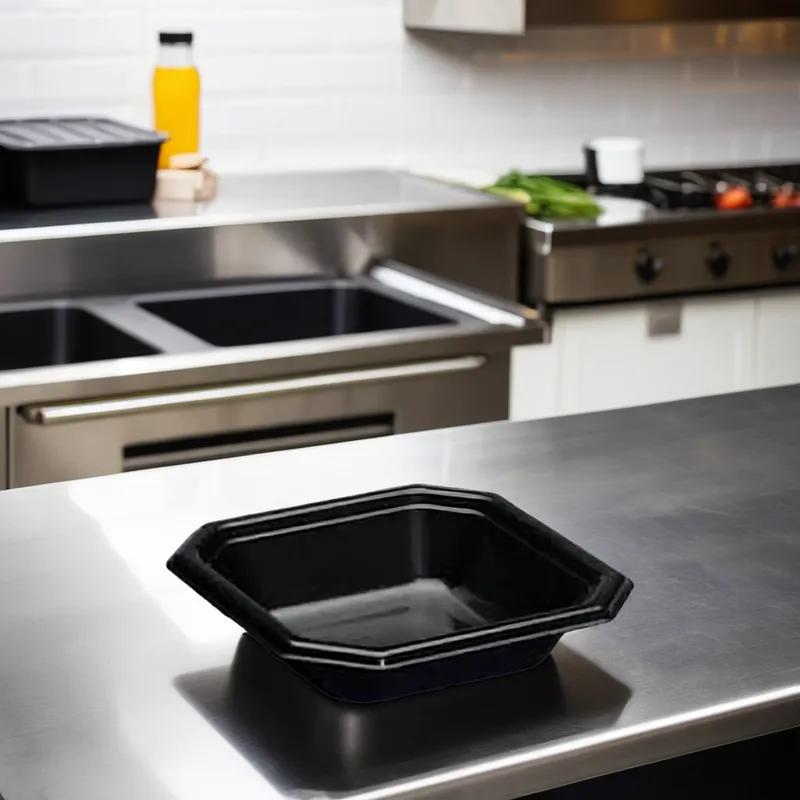 Take-Out Container Base 20 OZ Polystyrene Foam Black Laminated 4/Case