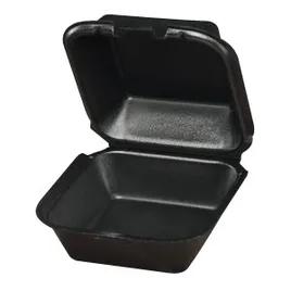 Snap-it Sandwich Take-Out Container Hinged With Dome Lid 6X6X2.94 IN Polystyrene Foam Black Square 500/Case