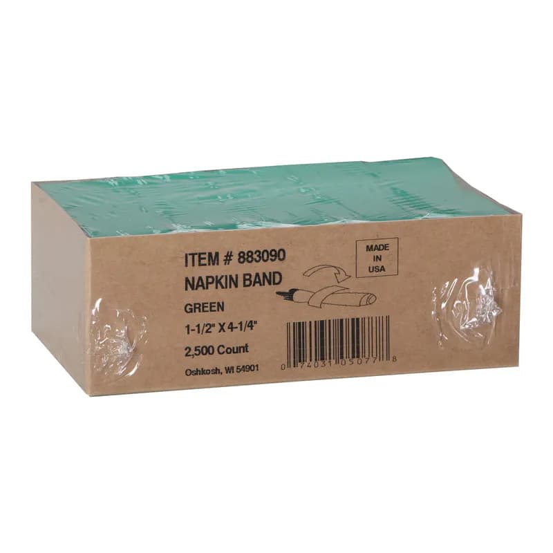 Napkin Bands Green Paper 8/Case