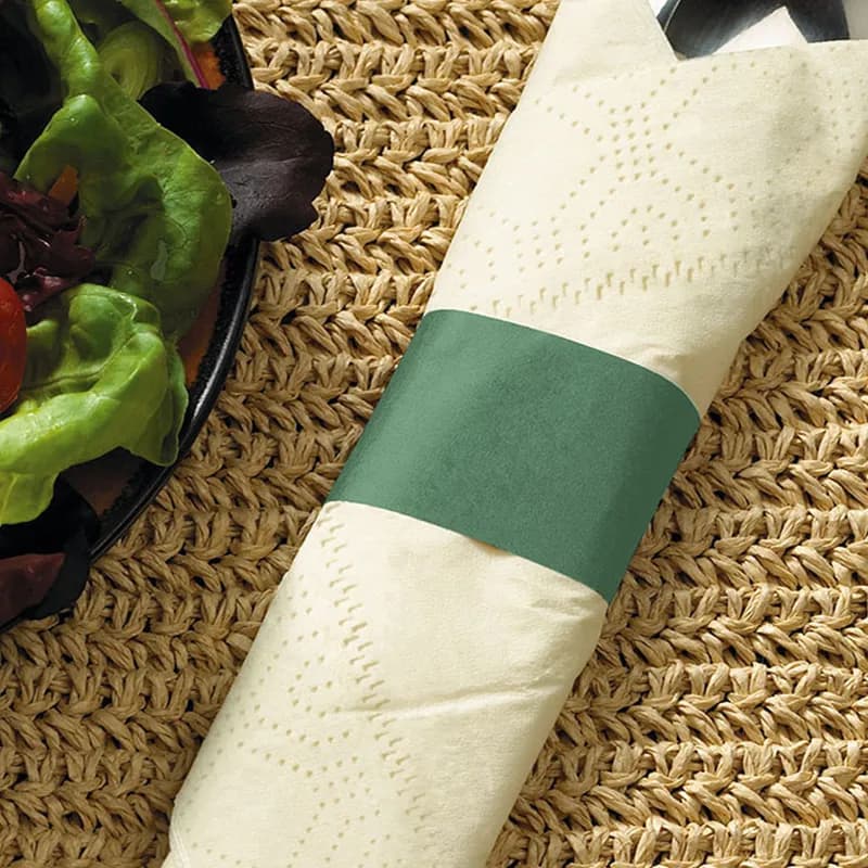 Napkin Bands Green Paper 8/Case