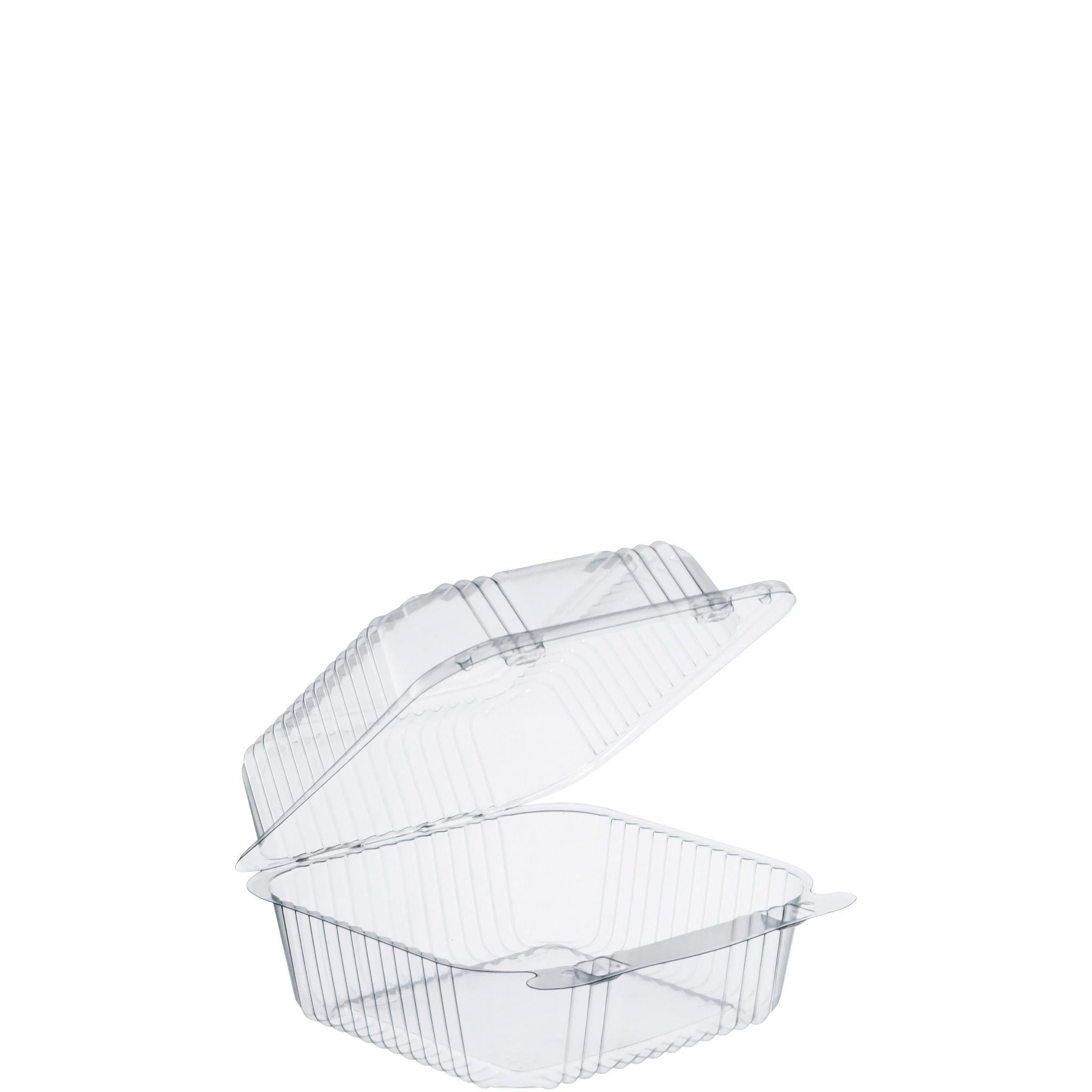 Dart® StayLock® Cold Take-Out Container Hinged 6.125X6.5X3.3 IN OPS Clear Square Bar Lock 125 Count/Pack 4 Packs/Case