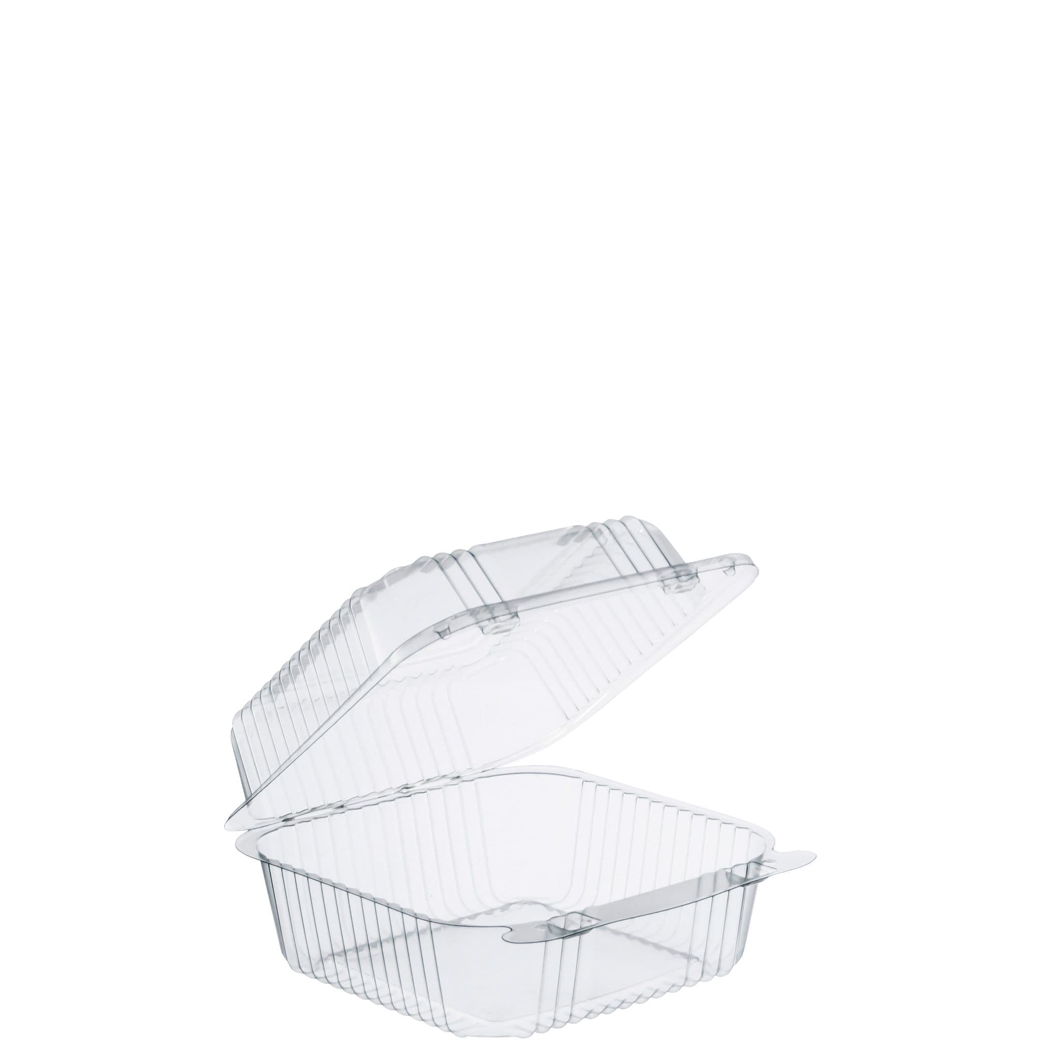 Dart® StayLock® Cold Take-Out Container Hinged 6.125X6.5X3.3 IN OPS Clear Square Bar Lock 125 Count/Pack 4 Packs/Case