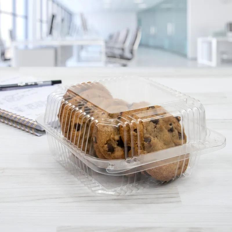 Dart® StayLock® Cold Take-Out Container Hinged 6.125X6.5X3.3 IN OPS Clear Square Bar Lock 125 Count/Pack 4 Packs/Case