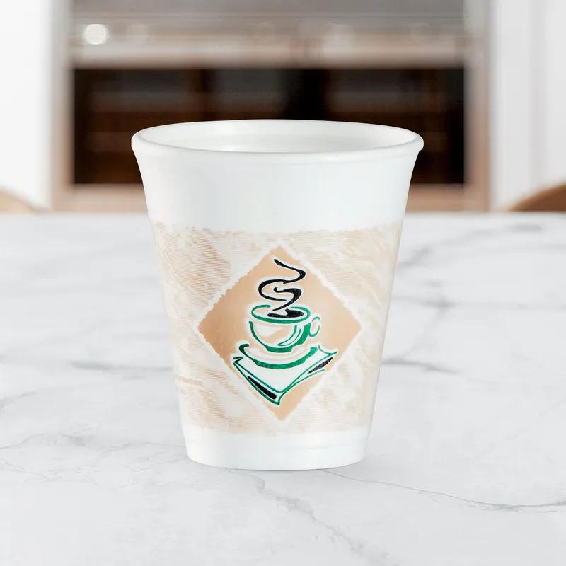 Dart® ThermoGlaze® Cup Insulated 8 OZ EPS Multicolor Café G Stock Print 25 Count/Pack 40 Packs/Case 1000 Count/Case