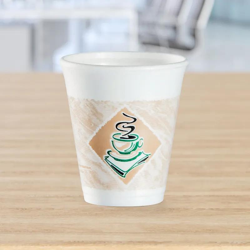 Dart® ThermoGlaze® Cup Insulated 8 OZ EPS Multicolor Café G Stock Print 25 Count/Pack 40 Packs/Case 1000 Count/Case