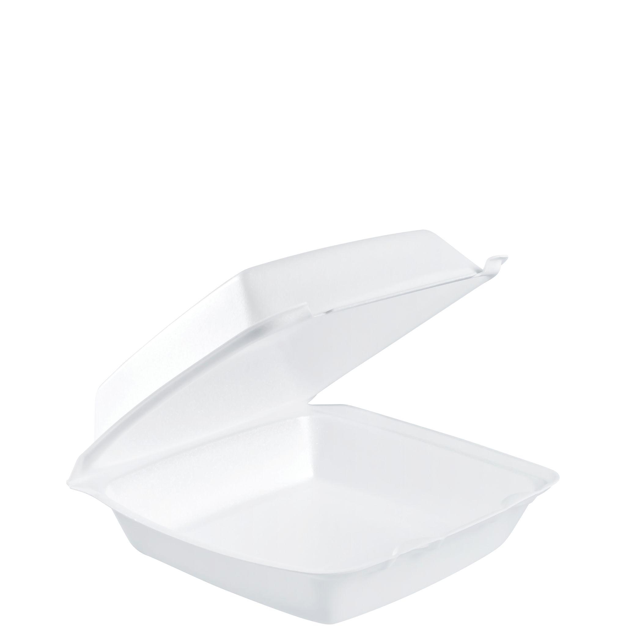 Dart® Take-Out Container Hinged 8.36X7.96X3.2 IN XPS White Insulated Convertible 100 Count/Pack 2 Packs/Case