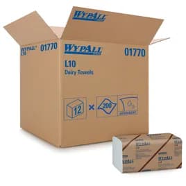 WypAll® L10 Cleaning Towel 9.3X10.5 IN 1 Paper White Dairy Banded 200 Count/Pack 12 Packs/Case 2400 Count/Case