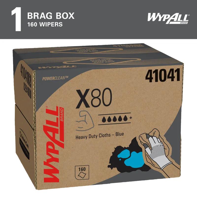 WypAll® X80 Cleaning Towel 11.1X16.8 IN Heavy Duty HydroKnit Blue Brag Box 160/Case