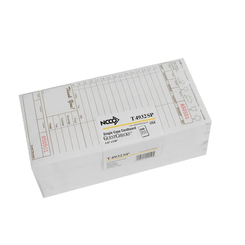 Guest Check Large (LG) 4.25X9 IN Paper Cardboard Tan 1-Part 2000/Case