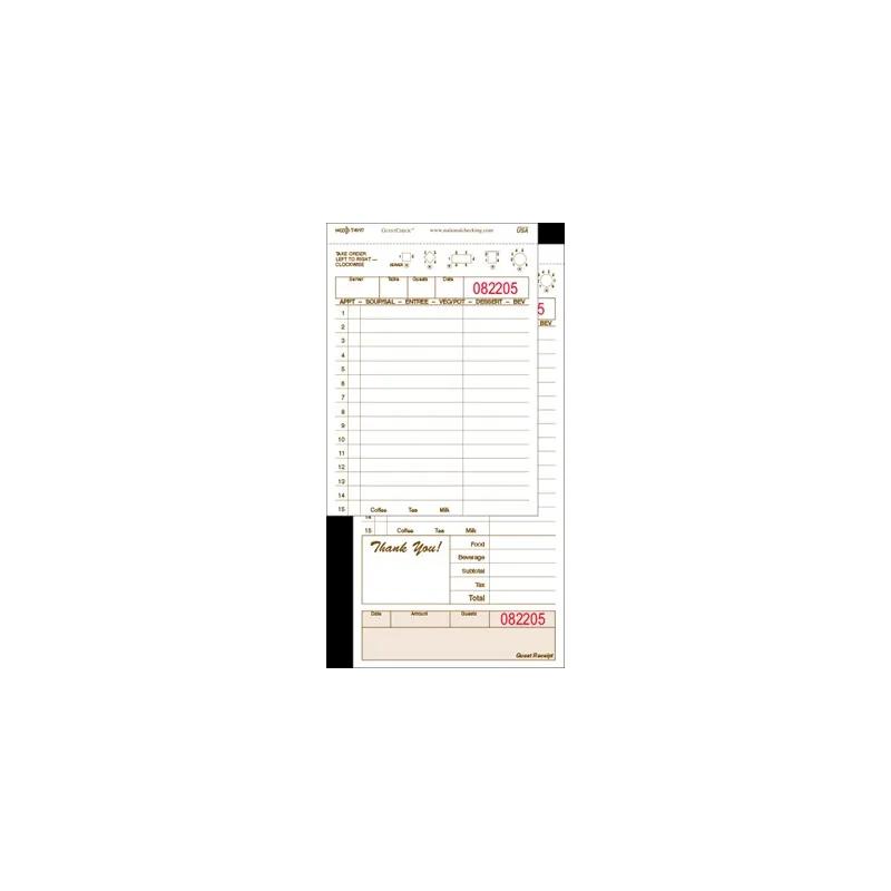 Guest Check 4.25X8.5 IN 2-Part Carbonless Large 50 Count/Pack 40 Packs/Case