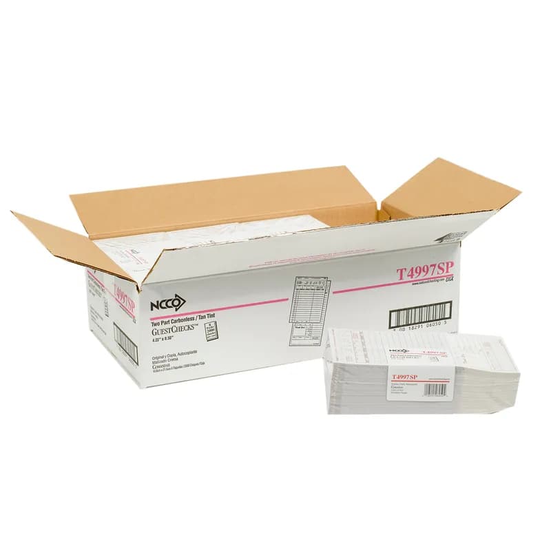 Guest Check 4.25X8.5 IN 2-Part Carbonless Large 50 Count/Pack 40 Packs/Case