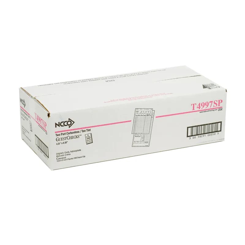 Guest Check 4.25X8.5 IN 2-Part Carbonless Large 50 Count/Pack 40 Packs/Case