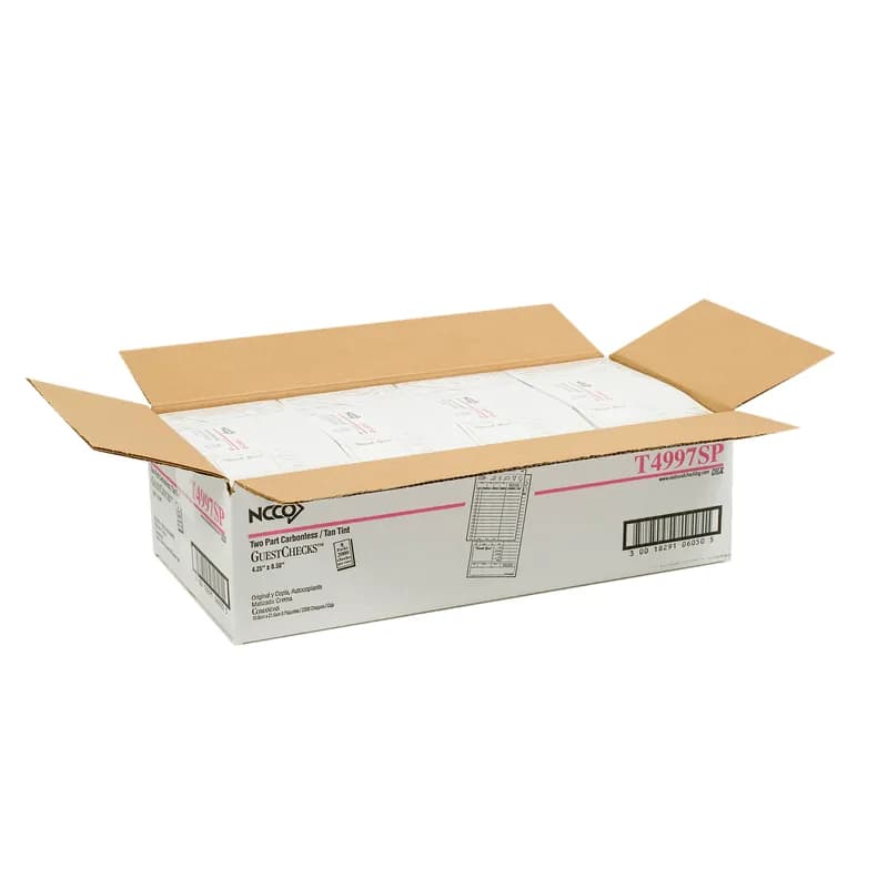 Guest Check 4.25X8.5 IN 2-Part Carbonless Large 50 Count/Pack 40 Packs/Case