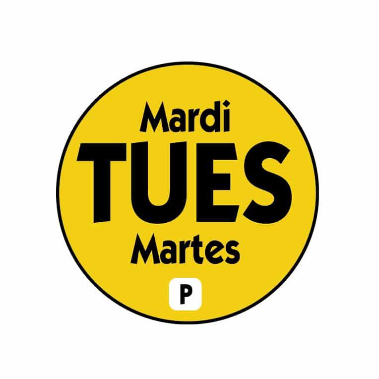 Tuesday Label Trilingual Permanent 2000/Roll