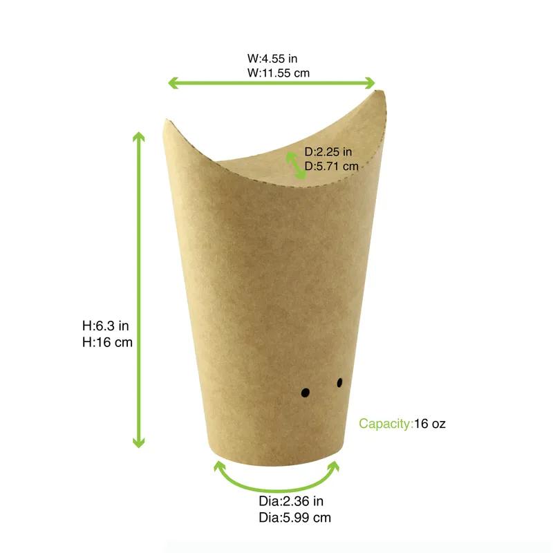 Snack Cup & Scoop Fold-Top 2.36X6.3 IN Paper Kraft Round Grease Resistant 50 Count/Pack 20 Packs/Case 1000 Count/Case