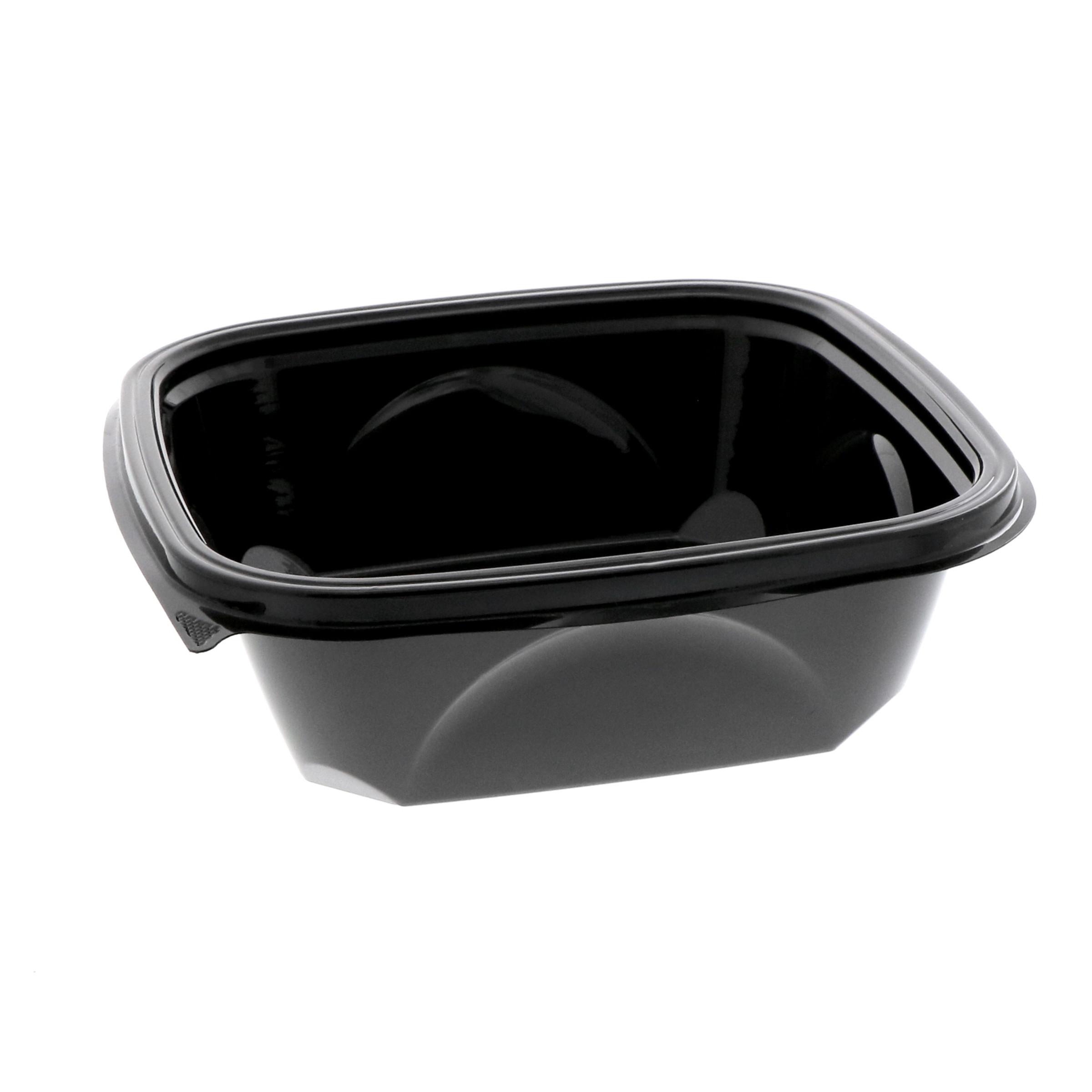 Take-Out Container Base 7X7X2 IN RPET Black Square 300/Case