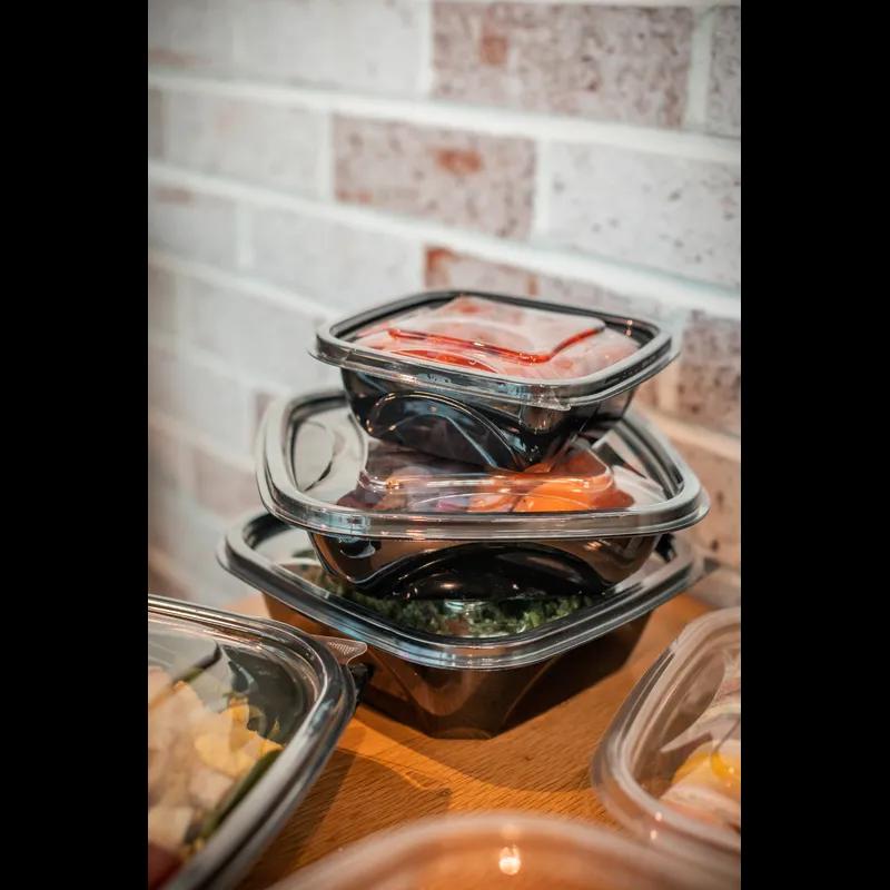 Take-Out Container Base 7X7X2 IN RPET Black Square 300/Case