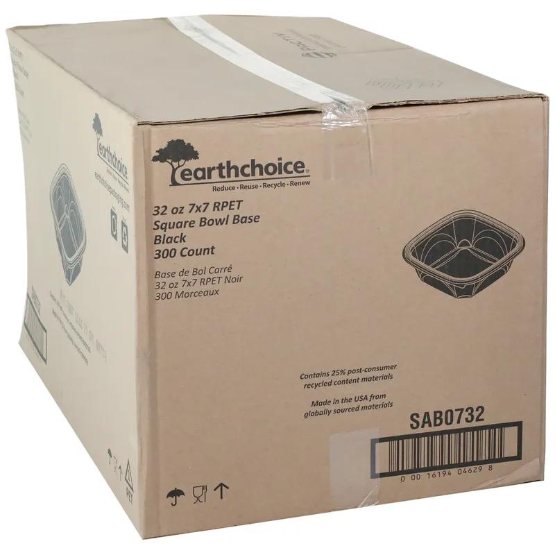 Take-Out Container Base 7X7X2 IN RPET Black Square 300/Case
