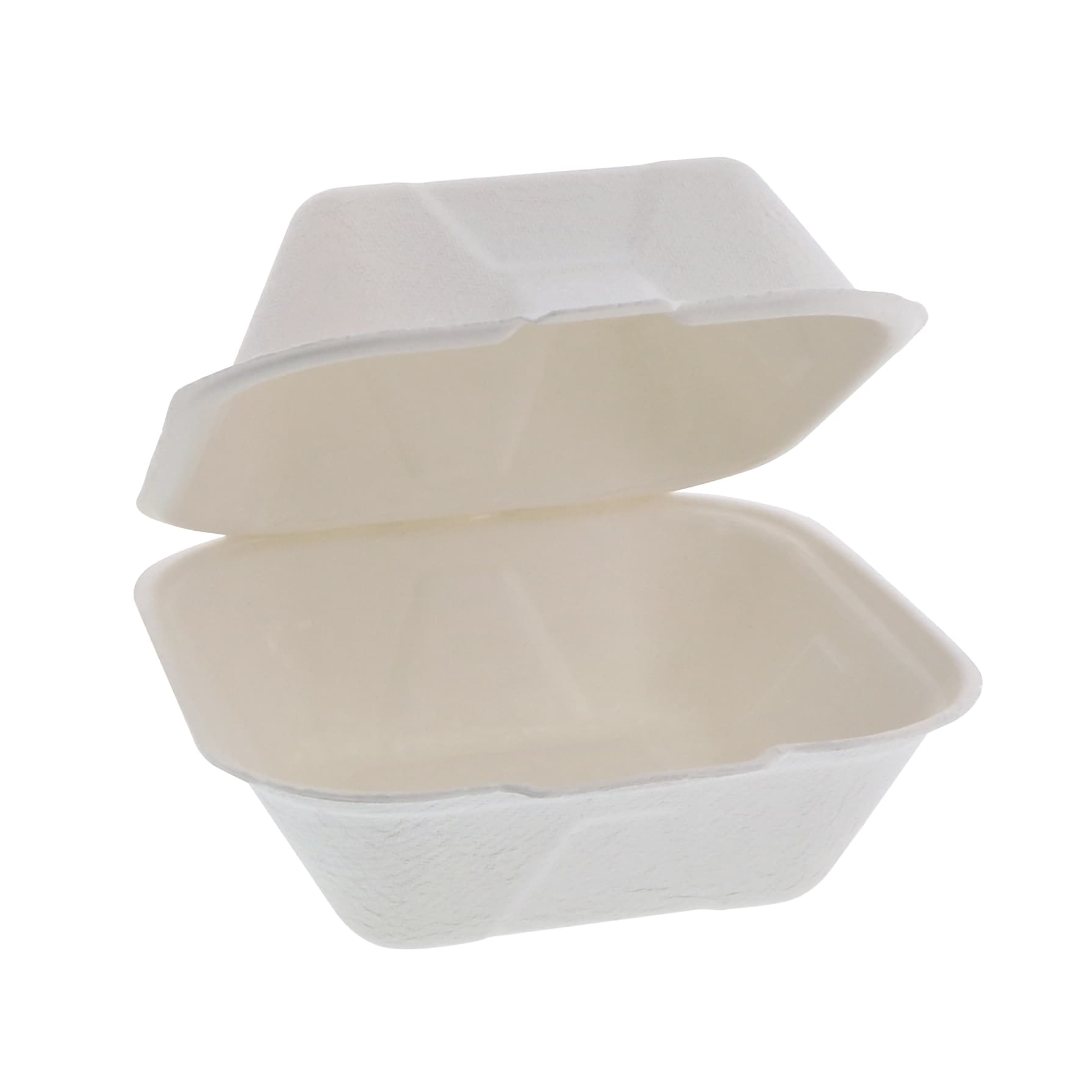Take-Out Container Hinged With Dome Lid 5.8X5.8X3.3 IN Molded Fiber Natural Square Grease Resistant 500/Case