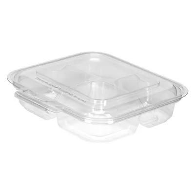 Polar Pak® Deli Container Hinged With Dome Lid 12 OZ 4 Compartment PET Clear Square 150/Case