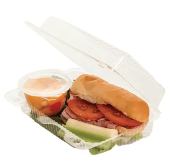 WNA Lunch Take-Out Container Hinged 7.5X4.8X2.3 IN Clear Shallow 500/Case
