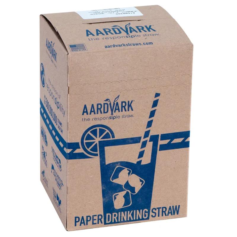 Aardvark® Jumbo Straw 7.75 IN Paper White Unwrapped Bulk 4800/Case