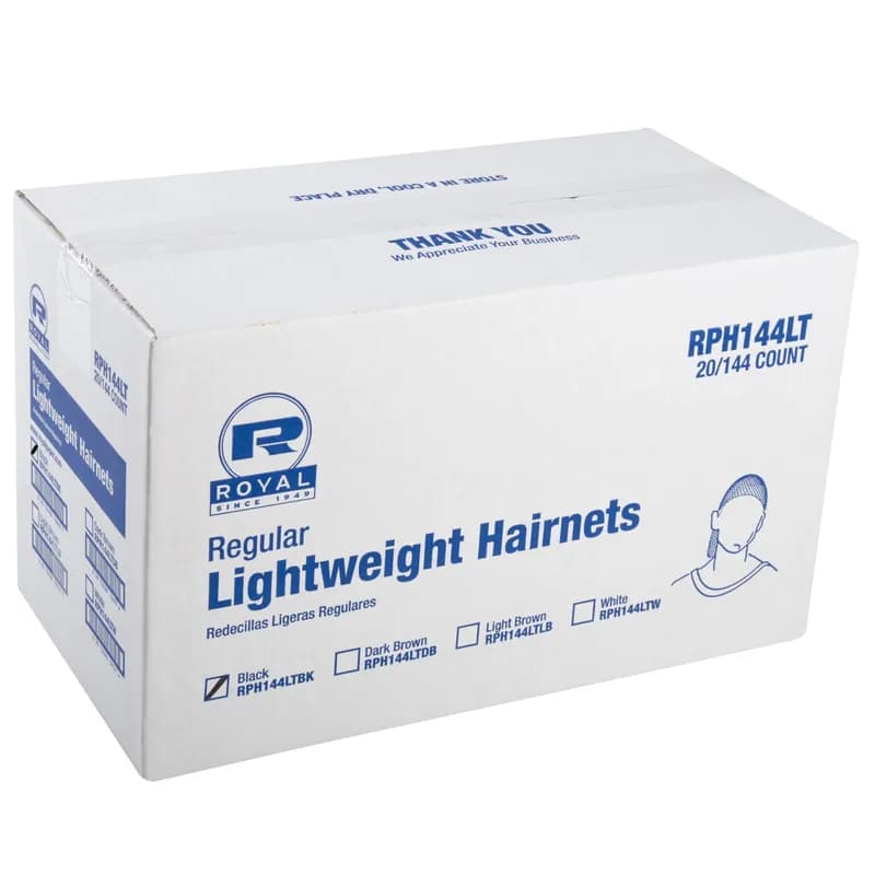 Hairnet Black Lightweight Nylon Latex Free 144 Count/Pack 20 Packs/Case 2880 Count/Case