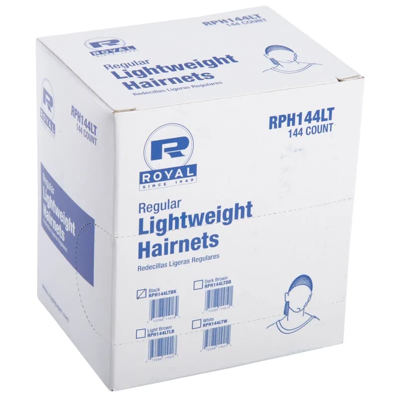 Hairnet Black Lightweight Nylon Latex Free 144 Count/Pack 20 Packs/Case 2880 Count/Case