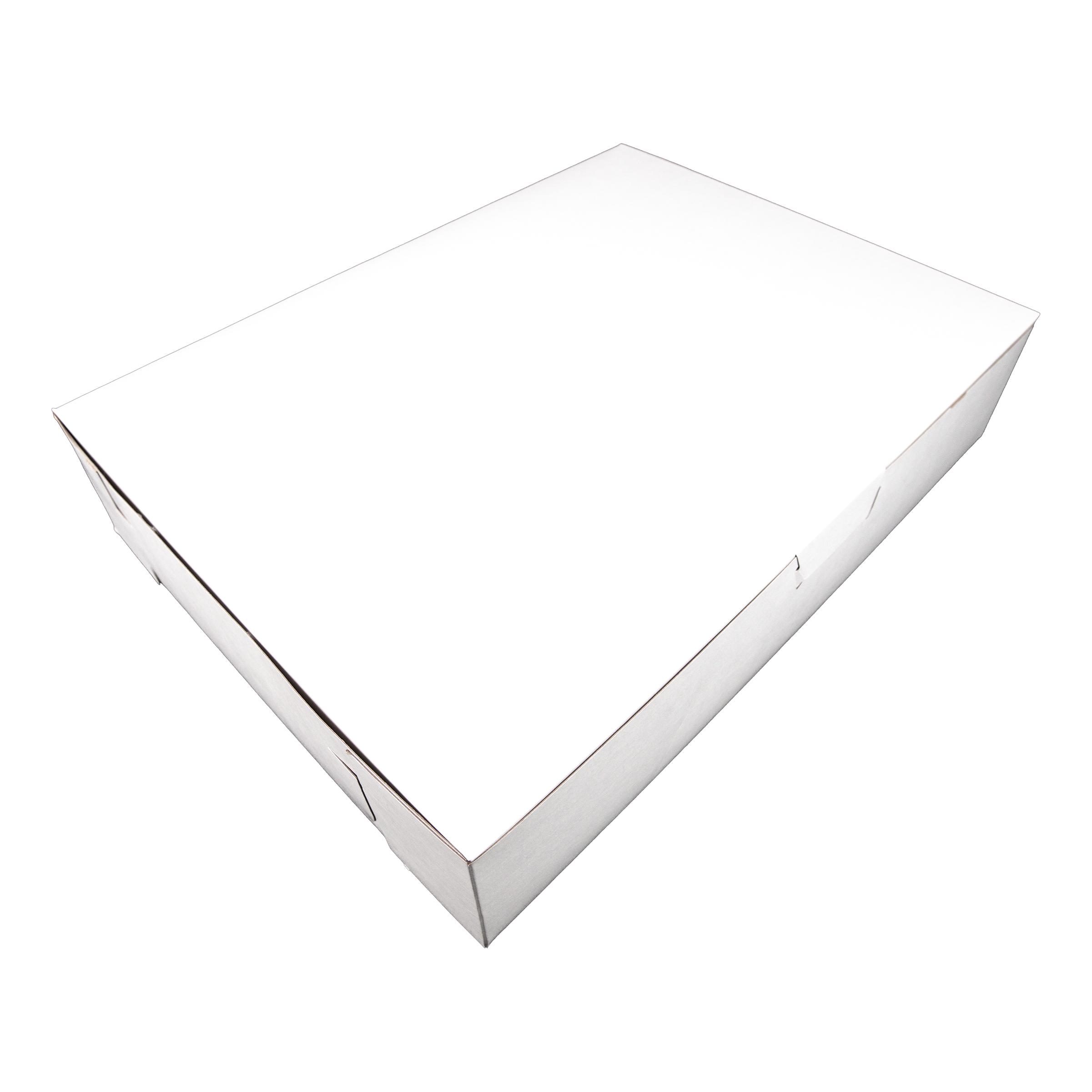 Bakery Box 19X14X4 IN Clay-Coated Kraft Board White Kraft Rectangle Lock Corner 50/Bundle