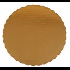 Cake Board 12 IN Corrugated Paperboard Gold Round Scalloped Single Wall 100/Case