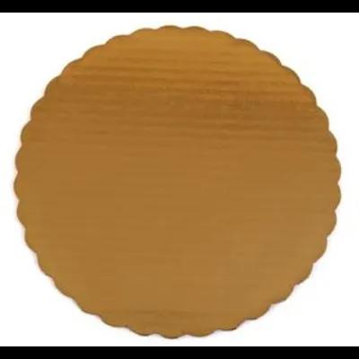 Cake Board 12 IN Corrugated Paperboard Gold Round Scalloped Single Wall 100/Case