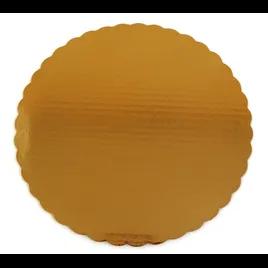 Cake Board 12 IN Corrugated Paperboard Gold Round Scalloped Single Wall 100/Case