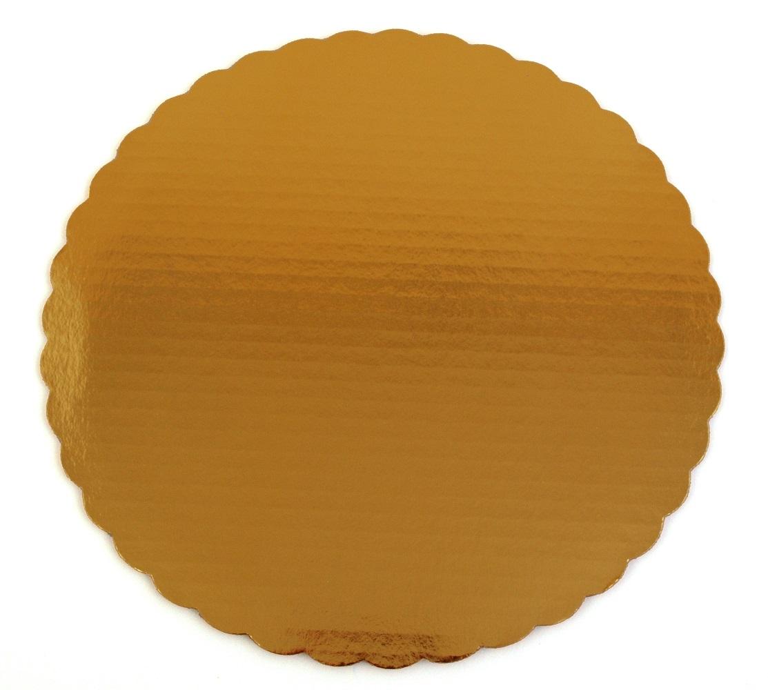 Cake Board 12 IN Corrugated Paperboard Gold Round Scalloped Single Wall 100/Case