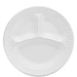 Dart® Concorde® Plate 10.25 IN 3 Compartment XPS White Round 125 Count/Pack 4 Packs/Case 500 Count/Case