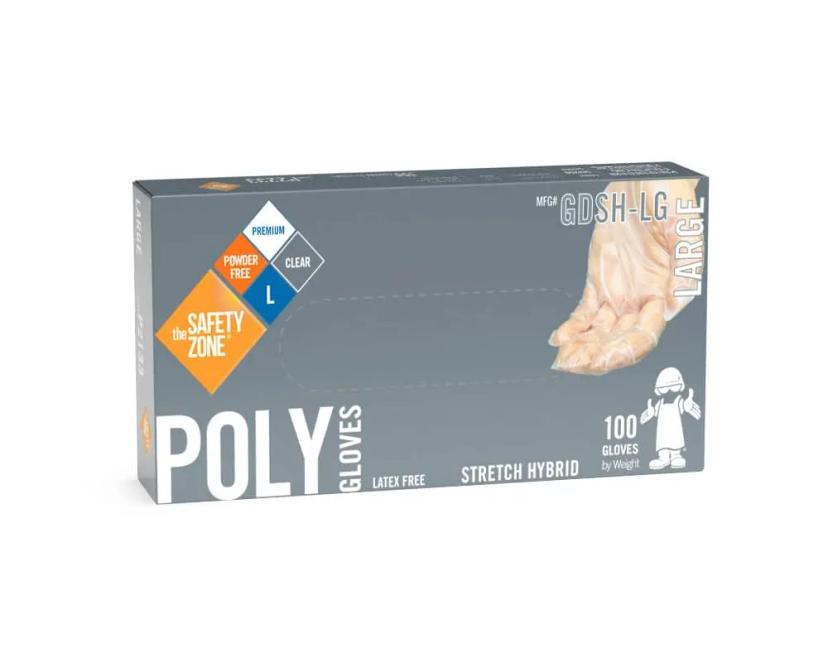 Safety Zone® Gloves XL Clear TPE Powder-Free Hybrid Stretch 1000/Case