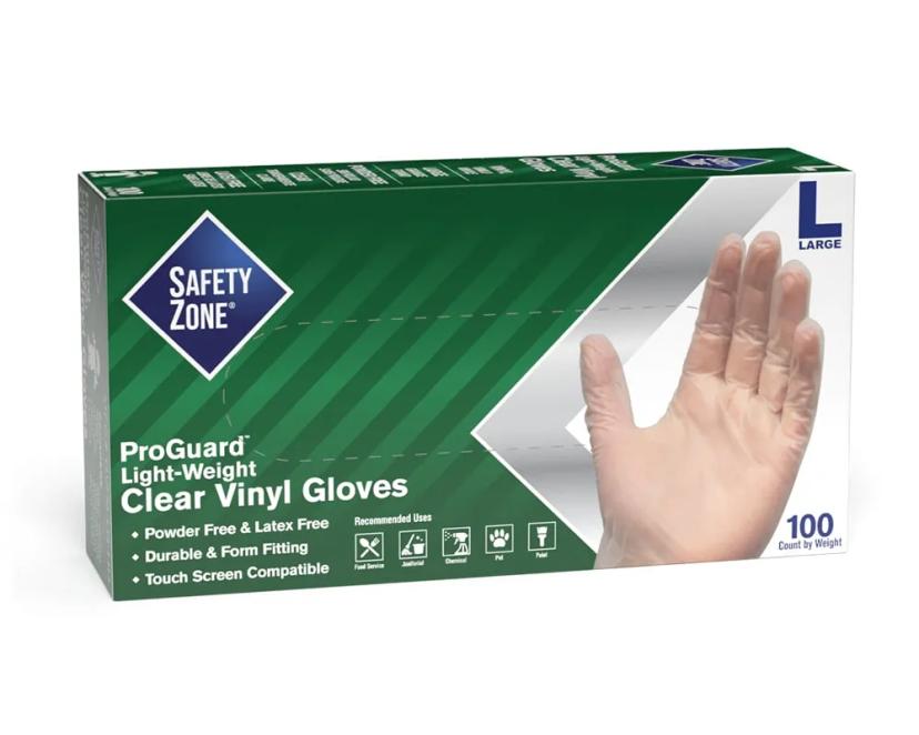 General Purpose Gloves Large (LG) Clear 3MIL Economy Vinyl Disposable Powder-Free 1000/Case