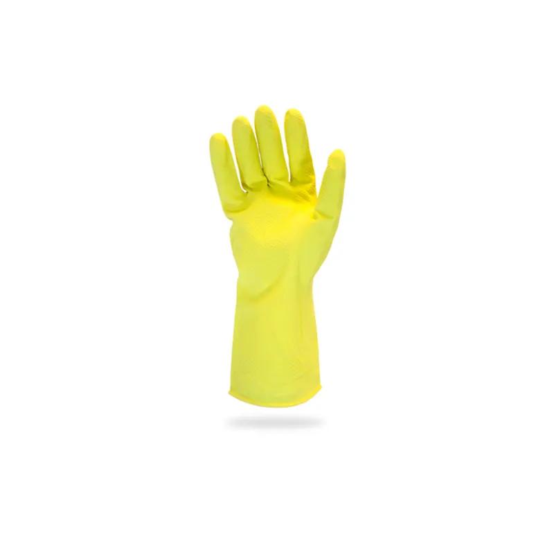 ProWorks® Gloves Medium (MED) Yellow Rubber Latex Reusable Flock Lined Powder-Free 120/Case
